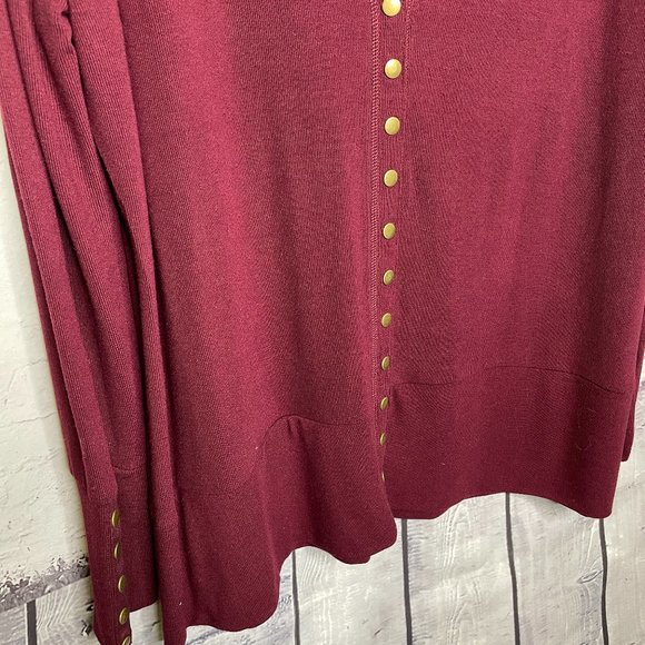 NWT BOUTIQUE BERRY BURGUNDY Snap Cardigan Plus ONLY PURPLE 3XL Plus Size - Picture 3 of 12